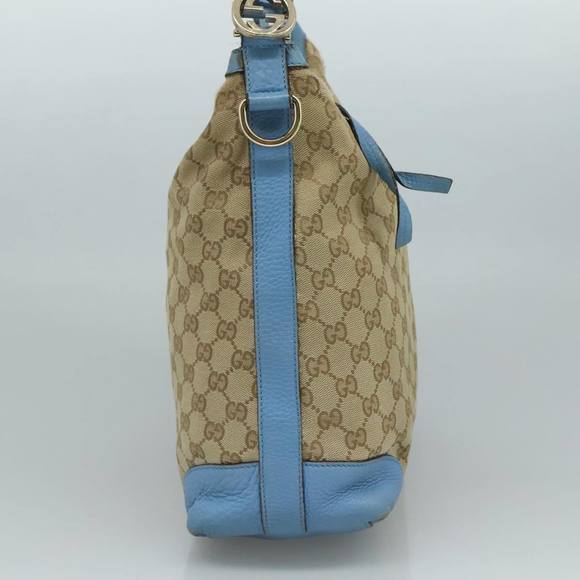 GUCCI GG Canvas Shoulder Bag 2way Navy Gold Light blue 326514 Auth 111050 - Picture 3 of 16